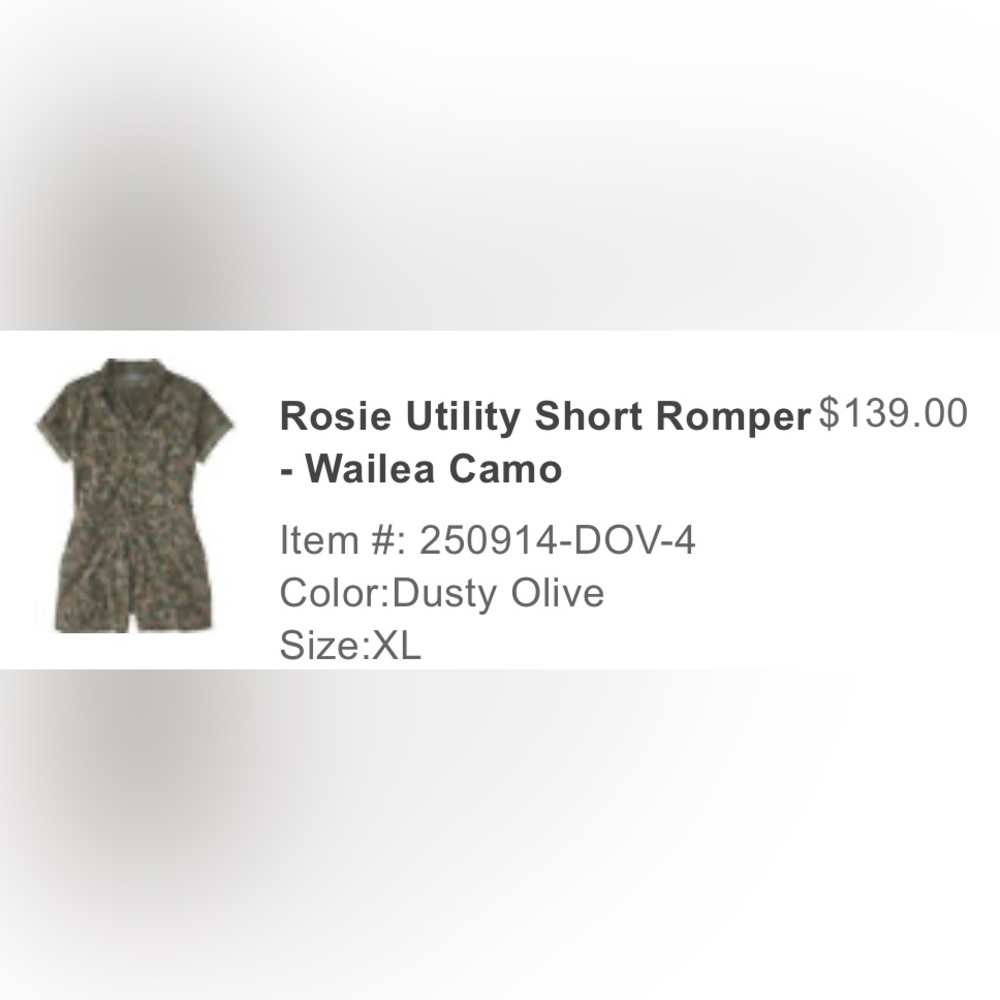 Title Nine Rosie Utility Short Romper - Wailea Camo, Dusty Olive, Size XL - Picture 10 of 10